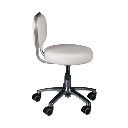 White office chair with a chrome base on a white background