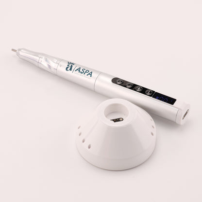 White electronic device with 'ASPA' branding on a light gray background