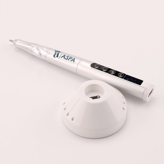 White electronic device with 'ASPA' branding on a light gray background