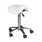 White leather saddle technician chair ergonomic