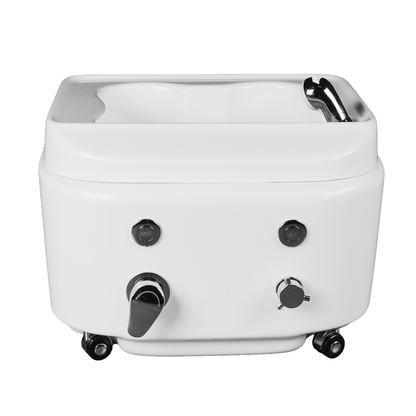 White water fountain with multiple faucets on a white background