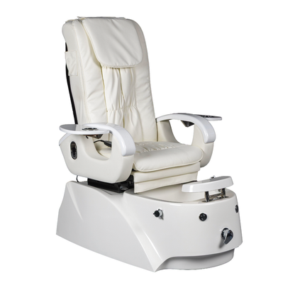 White pedicure chair with a cover on a white background