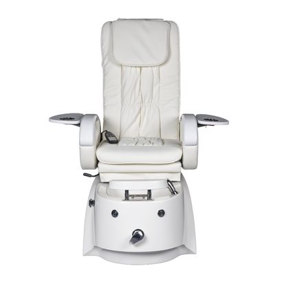 White pedicure chair with armrests on a white background