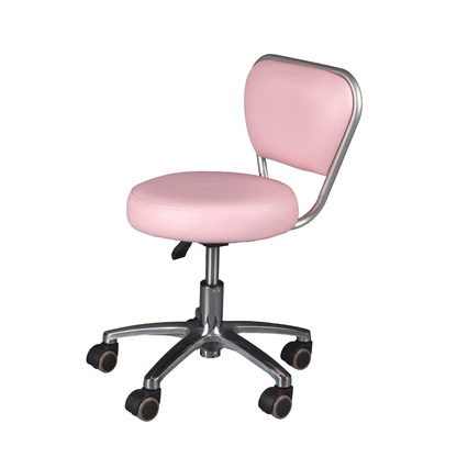 Pink office chair with a metal base on a white background