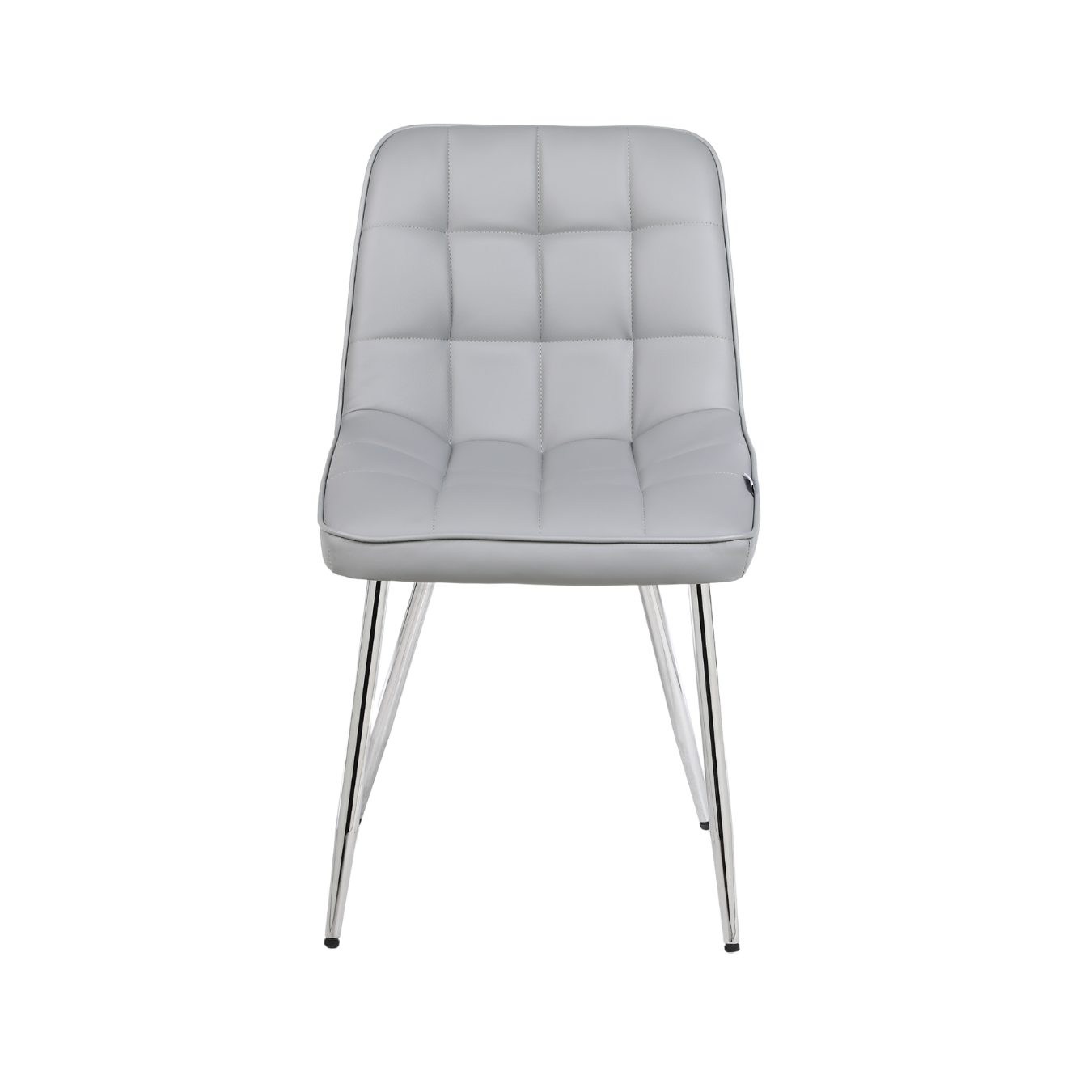 A grey dining chair in white background
