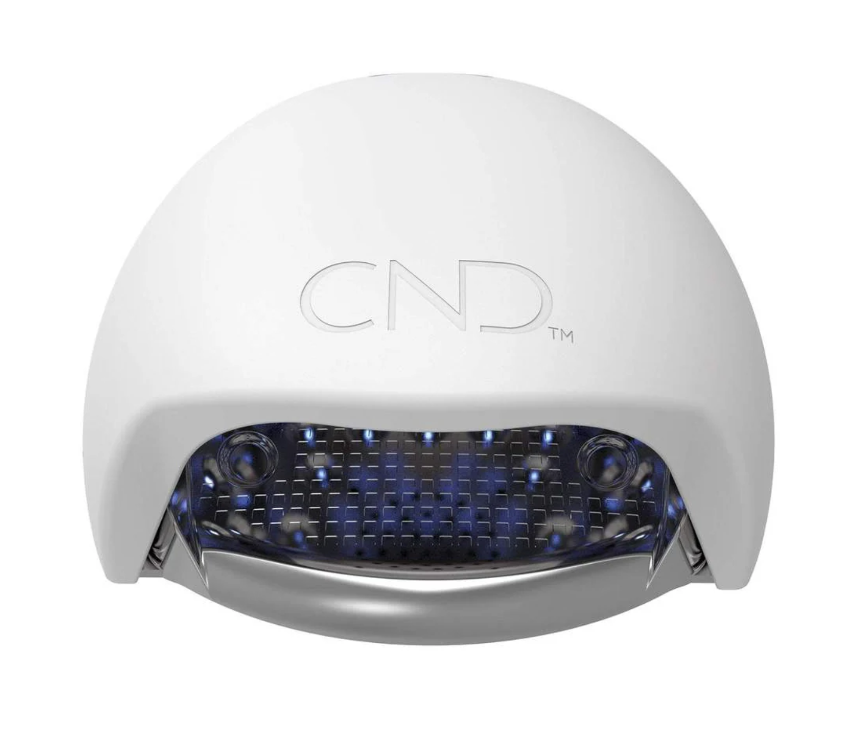 A white CND branded gel lamp with blue light-emitting diodes visible through the front